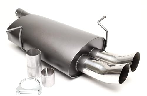 Sportendschalldämpfer Sportauspuff DTM Endschalldämpfer Stahl 2x76mm hoch rund scharf mit ABE für 3er e46 - Eintragungsfrei - 1034165