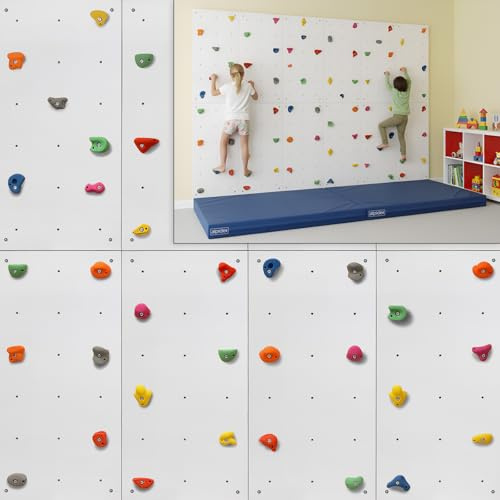 ALPIDEX Kletterwand Komplettset ab 1,44 qm in Natur/Weiß/Braun Klettergriffe und Befestigungsmaterial inklusive, unbegrenzt erweiterbar Kinder Erwachsene
