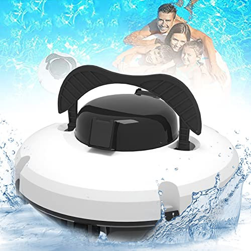CHUNTIANMEI Automatic Pool Cleaner, Swimming Pool Cleaning, Pool Vacuum for Above Ground Pools Powerful Suction Rechargeable Battery, with Smart Navigation and Top Load Filter,White