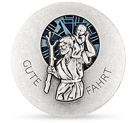 NKlaus 4cm Autoplaketten Christophorus 3D Schutzpatron blau Gute Fahrt magnetisch 14451
