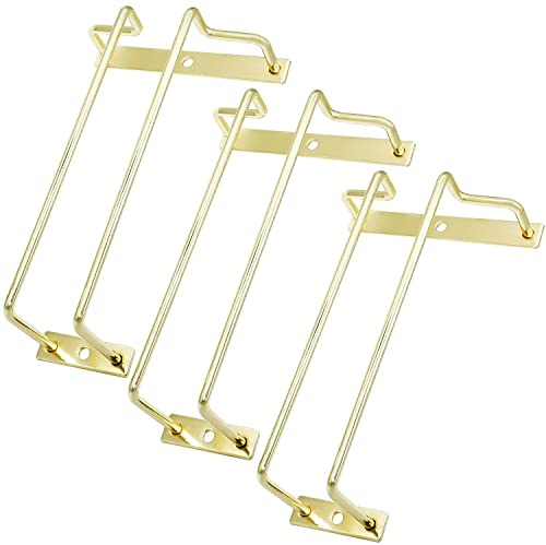 zoohot 7-Inch Under Cabinet Wine Glass Rack Stemware Holder Glasses Storage Hanger Metal Organizer Gold