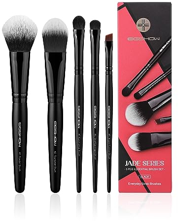 EIGSHOW 5 Pcs Makeup Brush Set, Essential Basic Makeup Brushes, Powder, Foundation, Shadow, Eyeliner Brush For Daily Makeup Look(Black)