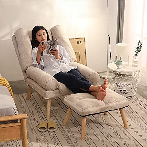 BTZHY Relaxsessel Sessel,2-in-1-Klappsofa mit Pedal, Chaiselongue mit dick gepolsterter Armlehne, Verstellbarer Rückenlehne, Touch-Stoff und Holzbeinen für Schlafzimmer, Wohnzimmer