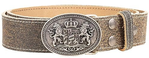 Goldschmidt Trachten Trachtengürtel Michael 40mm breit | Gürtel Echtleder Made in Germany | Gürtelschnalle mit Bayern-Wappen (120)