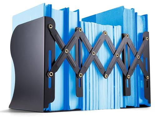 Officemate Adjustable Bookends, Expandable 4-18, Black.
