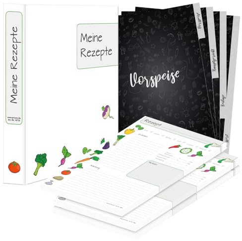 PRICARO Rezeptordner Komplett-Set Querbeet, A4, 8 teilig