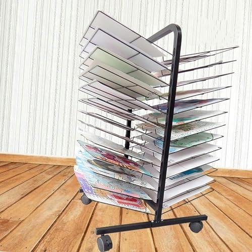 Mobiler Farbtrocknungsständer – Kunst-Trockenständer, funktionaler und mobiler Farbtrocknungsständer, abnehmbare Regale, Kunstwerk-Trockenständer mit Rädern, Stapelregal für Malerei, Zeichnungen (Gr