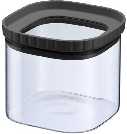 Westmark Barattolo in vetro con coperchio in silicone - Pratico barattolo con coperchio per conservare pasta, spezie, tè, dolci e altro, quadrato, impilabile - 655 ml