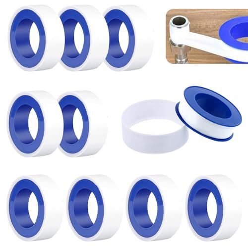 SRTSTR 10 Rotoli di Teflon Nastro 15mm x 10m Nastro Teflon Idraulico PTFE Nastro Ptfe per Riparazioni Idrauliche, Perdite Tubi, Impermeabile, Resistente all'Umidità e alle Alte e Basse Temperature