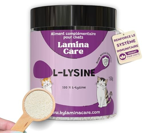 Lamina Care - Lisina Gatos con Aminoácidos Esenciales para Reforzar el Sistema Inmunitario, Apoyar Las Vías Respiratorias y Prevenir el Herpes Felino, Suplemento Natural para Todas Las Razas y Edades