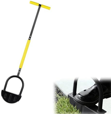 Hoemudy Herramienta para bordes de césped, herramienta de césped con diente de sierra, cabezal tratado térmicamente (endurecido), bordeadora de césped de media luna fácil de colocar en el suelo sin