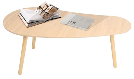 Yokawe Modernt soffbord, mango-litet soffbord, 102 cm x 50 cm x 40 cm träram, ovalt mittbord för vardagsrum, träfärg