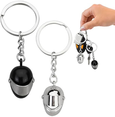 Fc'Noqgn Porte-clés casque moto,2 pièces mini porte-clés casque 3D, Très réel comme un anniversaire, cadeau de vacances