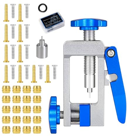luolety Fahrrad Hydraulikschlauch Fitting Insert Tool mit 20 Set Fahrradbremse Olive und Messing Verbindungseinsatz Kit für Shimano BH90 BH59, Hydrauliknadeltreiber-Einführwerkzeug