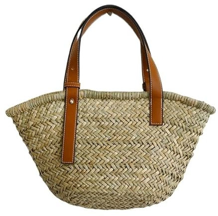 AYKANING Strohtaschen Damen,Korbtaschen Damen Große Casual Rattan Kapazität Designer Wicker gewebt Frauen Handtaschen Sommer Strand Strohbeutel Dame Reise Großer Korb Geldbörse L1(S)