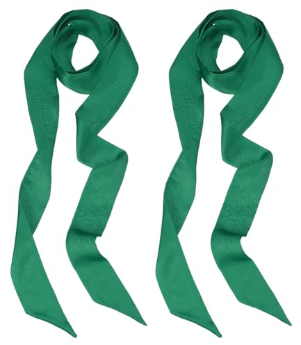 PATIKIL Sciarpa a Nastro Elegante, 2Pz Sciarpa Skinny a Tinta Unita Pura Lunga Foulard Seta Satinata Cinture Sash Capelli Sciarpe per Borse a Mano Nastro Cravatta per Donne, Verde Scuro | a Tinta Unita Pura Lunga Foulard Seta Satinata Cinture Sash Capelli Sciarpe per Borse a Mano Nastro Cravatta per Donne