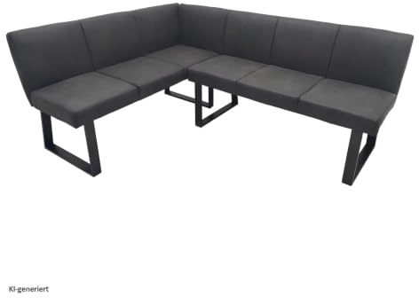 HTI living Eckbank 152 x 192 cm Vemal kurzer Schenkel Links Sitzbank Polsterbank Kunstlederbezug Metallgestell Schwarz