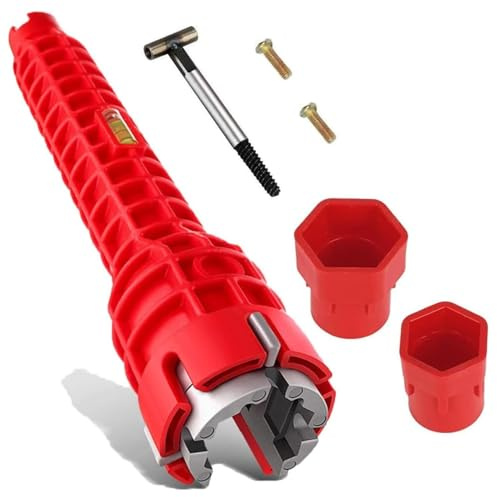 sadwqgewnbf 14-in-1 Multi-Purpose Faucet Wrench Tool Set Sink, Basin Wrench, Toilet, Plumbing Pipe Spanner Tool for Bathroom & Kitchen Installation, Repairs