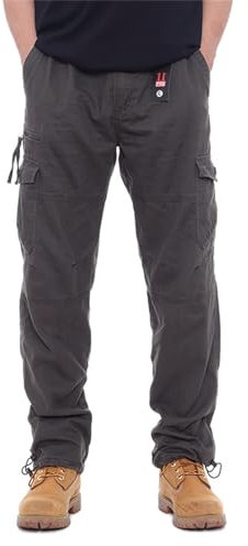 IQYU Pantalon de ski pour homme 60 avec ceinture plissée et extensible - Coupe classique - Veste de signalisation de chasse, gris, 4XL