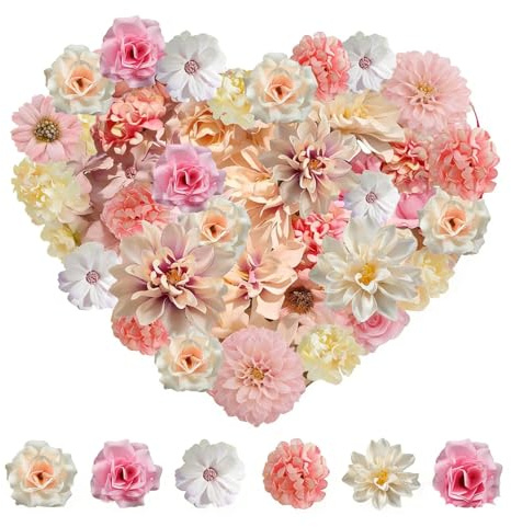 GIUSOBG 40PCS Fleurs Artificielles Rose Petite Tete de Fleurs Artificielles | Mélangée Fleur Artificielle Decoration Fausse Fleur Mélangée Mini Fleurs Artificielles Rose DIY Guirlande de Mariage (Rose)
