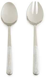 Excelsa Wood Set Posate da Insalata, Cucchiaio e Forchetta 23 cm, Acciaio Inox con Manico Effetto Legno