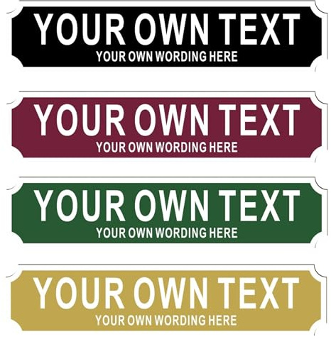 Custom Football Street Sign Plaque - Personalised MDF Wood or Acrylic Sign for Dads, Lads, Garage, Den, Man Cave, Bedroom Decor - OWN TEXT Coloured Signs (Acrylic, Medium: 390mm x 85mm)