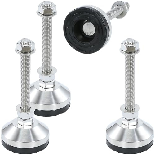 TERMATH Heavy Duty 2400 lb Capacity Stainless Steel Adjustable Leveling Feet for Shelving,Machinery Devices, Workbench,Furniture,M12 Thread, 2.33inches Dia Base, Anti-Slip Nylon Pad