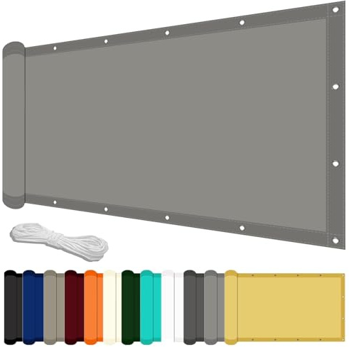 Sonnensegel mit Ösen 90 x 220 cm mit UV Schutz Garten Segel Wasserdicht Premium PES Polyester für Balkon Garten Terrasse, Hellgrau