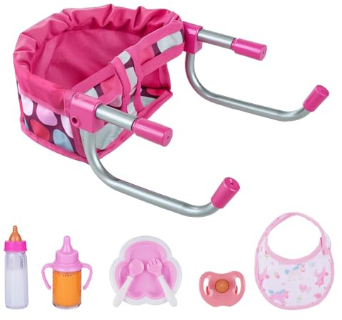 BABESIDE Baby Doll High Chair with Feeding Accessories, Doll High Chair Set for 12-20 Inch Dolls,Baby Doll Highchair & Feeding Set for Pretend Play, Perfect for 3+ Year Old Kids Boys & Girls
