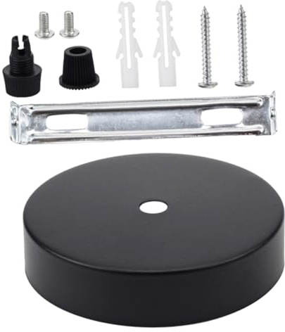 SEWACC Rundes Deckenbaldachin Øxmm Schwarz DIY Lampenabdeckung Montageplatte für Lampenfassungen Vielseitiges Zubehör für Deckenleuchten Einfache Installation Modernes Design