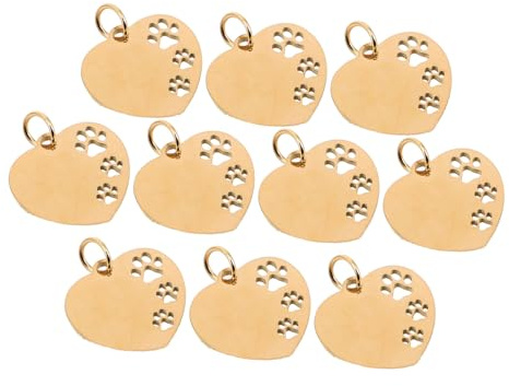 ROMISBABA 10 Stück Herzförmige Hunde Id Tags aus Edelstahl zum Gravieren Einzigartige Haustier Identifikationsanhänger für Alltag und Halsbandzubehör