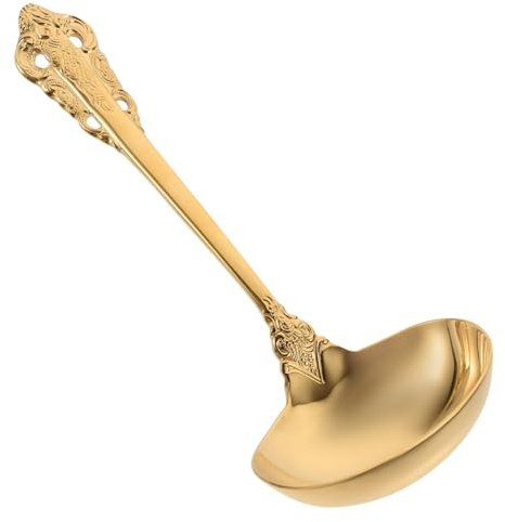 LOLIPPYY Cucharón De Sopa Dorado Grande De Acero Inoxidable, Cucharón Para Servir Multifuncional, Acero Resistente Oxidación, Utensilio De Cocina Para Servir,