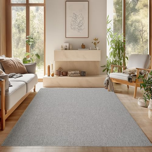 SIMPEX Teppich 140x200 cm Grau Einfarbig Bouclé Schlingenflor Skandi Stil Modern Superweich Robust Pflegeleicht für Wohnzimmer Schlafzimmer Esszimmer Kinderzimmer Jugendzimmer