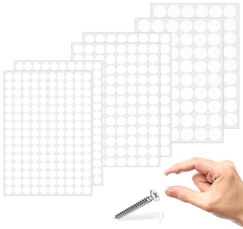 580 PCS Self Adhesive Waterproof Screw Caps White, 12mm/15mm/21 mm Dot Stickers, Non-Faded White Screw Covers for Wooden Furniture Cabinet, Desk, Wall