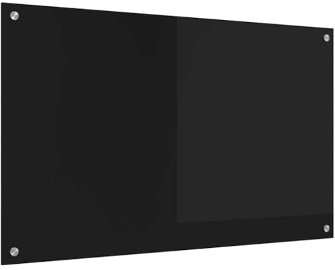 vidaXL Kitchen Backsplash Black 100 x 60 cm Tempered Glass