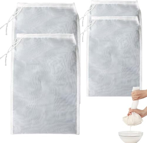 4 pièces étamine réutilisable pour filtrer les sacs en tissu de fromage en Nylon de qualité supérieure sacs lait noix pour filtrer le yaourt presse-agrumes passoire cuisine alimentaire