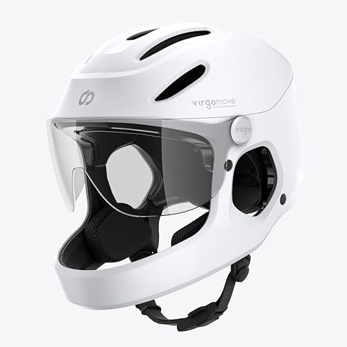 VIRGOMOVE Casque Vélo Intégral avec Visière & LED Arrière - Certifié NTA 8776 (45 km/h) pour Speedbike, VAE & Trottinette - Modèle Virgo Integral