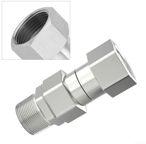 Junta giratoria para tubo de agua de lavado de coche con rotación de 360 grados, rosca NPT de 3/8 pulgadas, acero inoxidable para función antitorceduras y antitorsión (38)