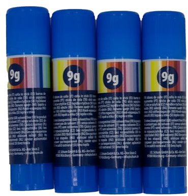 JES Collection Klebestifte Set, 4 Stück, 9 g, Transparent Trocknend, Lösungsmittelfrei, für Papier, 752181