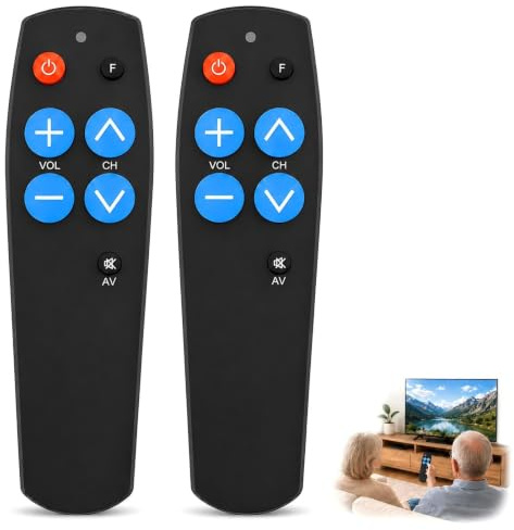 2 Piezas Mando a Distancia Universal TV para Personas Mayores con 7 Teclas Grandes, Mando TV Universal Fácil de Usar y Configurar, Control Remoto Infrarrojo Compatible con Smart TV y Dispositivos IR