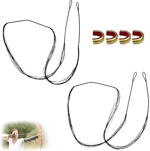 Bogensehnen als Ersatz für Recurve Bogen, 68 Zoll, 12 Fäden+2 Messingknöpfe,14 Fäden+2 Messingknöpfe, Nylon Faser Abriebfeste Bogen Sehnen Bogen Garn, Nylonsehne für Traditionelle Und Retrograde Bögen