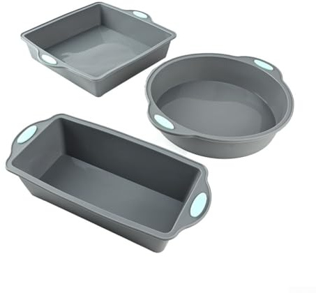 FACULX Set di teglie per torte in silicone, stampi rotondi rettangolari quadrati, resistenti al calore, per la cottura domestica