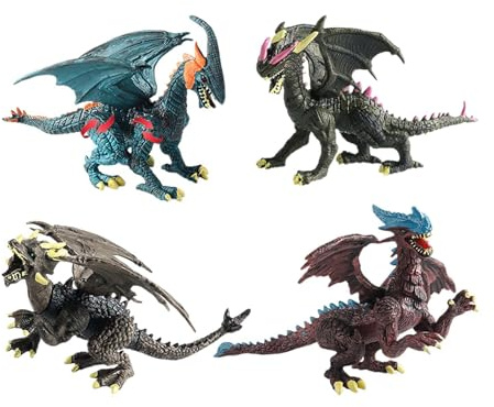 QUXVUIS Faszinierendes Modell eines bösen Drachen mit realistischen Merkmalen – Dinosaurierfigur, Tierfigur, Spielzeug, Ergänzung zum Lernen für Kinder