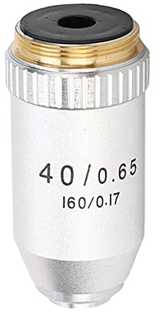 ViaGasaFamido 40X Achromatic Objective, Mässing Rostfritt Stål Mikroskop Objektiv RMS Storlek Auto Rebound Ersättningslins för Professionella Biologiska Mikroskop och Labbanvändare