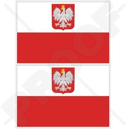 POLEN Polnische Staat Flagge POLEN 75mm Auto & Motorrad Aufkleber, x2 Vinyl Stickers