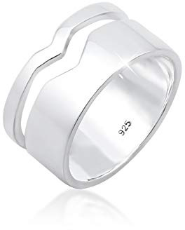 Elli Ring damer bandring cut out basic trend i 925 sterlingsilver, 52 EU, Sterlingsilver, Utan