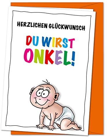 Karte Du wirst Onkel, Bruder Baby ankündigen, Schwangerschaft verkünden, Wir sind schwanger Karte - XL Babykarte inkl. Umschlag