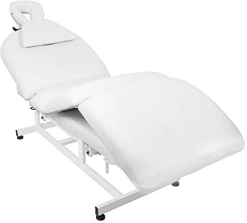 Activeshop Kosmetikliege Massageliege Massagetisch Massagestuhl Elektrish 693a mit 1 Motor Weiss bis 200 kg belastbar Premium-PU-Leder