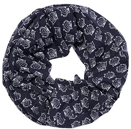 WANSSY® Loop-Schal Strick Loop Damen Rundschal Schlauch-Schal Feinstrick doppellagig kuschelig für Herbst Winter hochwertig mit Sterne Katze Totenkopf Eule Kette Muster