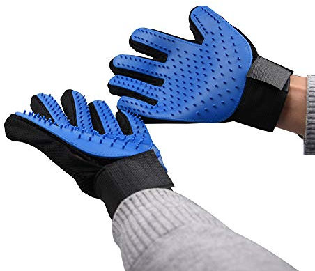 GDYS Zwei Sätze Reinigungs- und Massagehandschuhe für Haustiere, Badehandschuhe für Haustiere, Bürstenklebevorrichtung, Lecken von Katzenhaarentfernungshandschuhen (Blau)